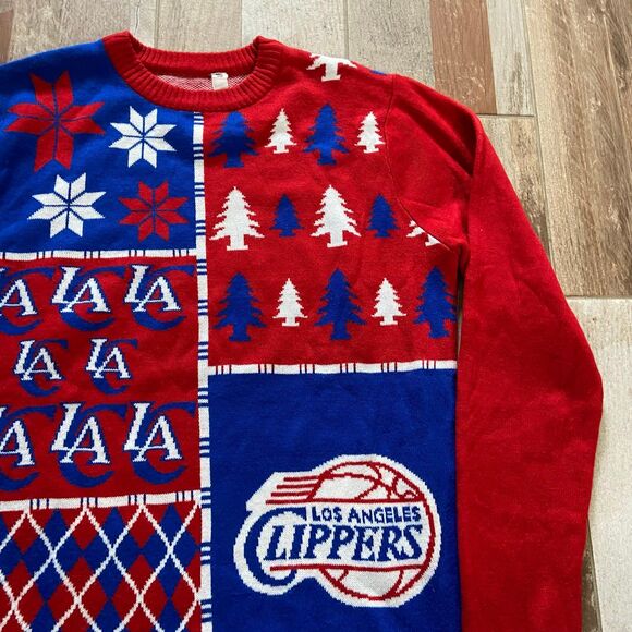 Forever Collectibles Nba La Clippers Ugly Christmas Sweater Crewneck Medium M - Picture 4 of 8